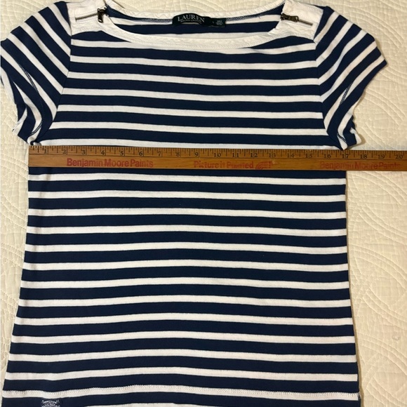 Vintage Ralph Lauren Navy and White Striped Top Large - Picture 2 of 7